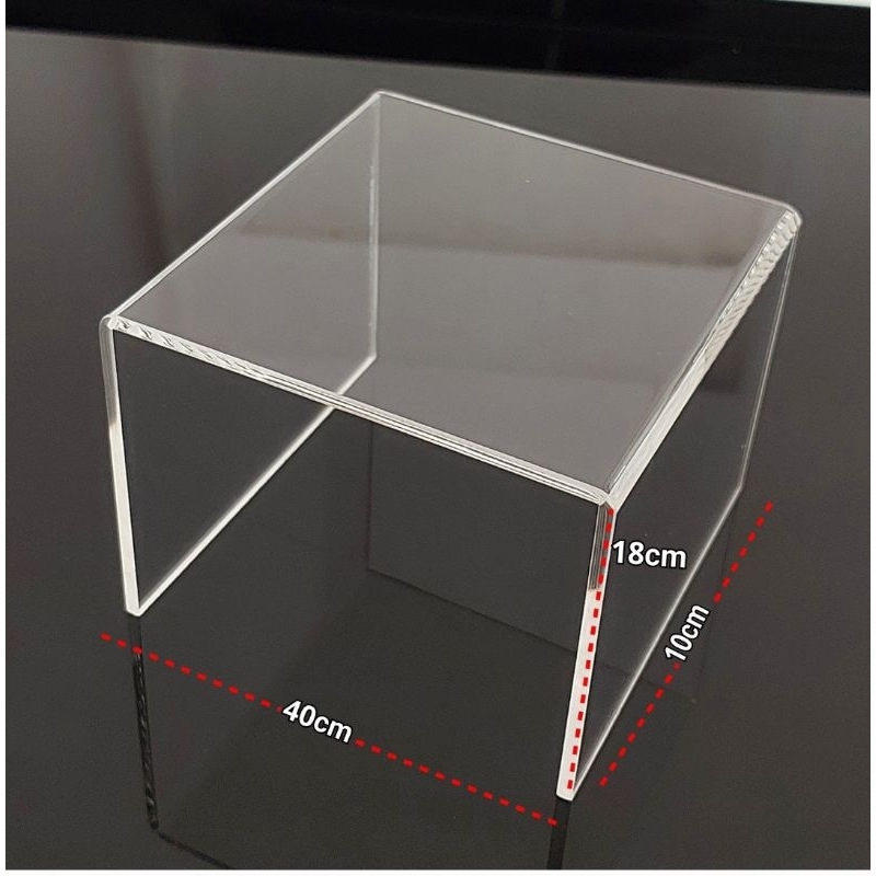 ชั้นวางโมเดลอะคริลิค ทรงU หนา5มิล ใส ขนาด 40cm×10cm×18cm (กว้าง×ลึก×สูง)