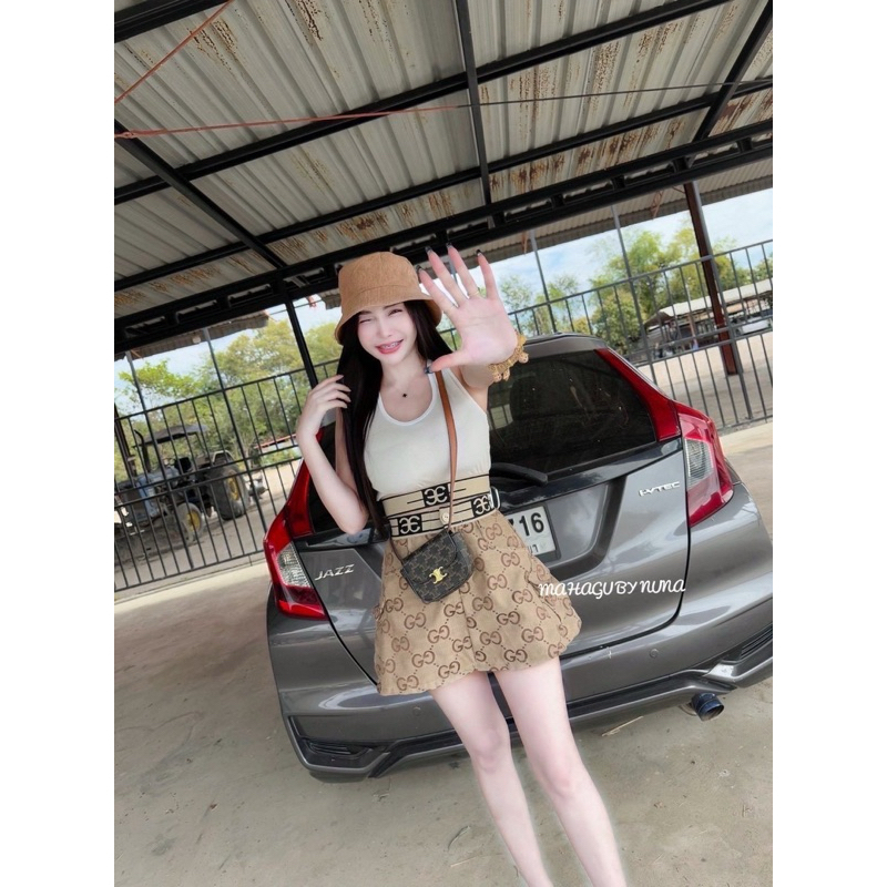 #Nicha ผ้าทอนำเข้าเนื้อดี แต่งขอบยางทั้งเสื้อและกระโปรง มีกระเป๋าคาโก้ แพตเทิร์นปังมากคะสาวๆๆ