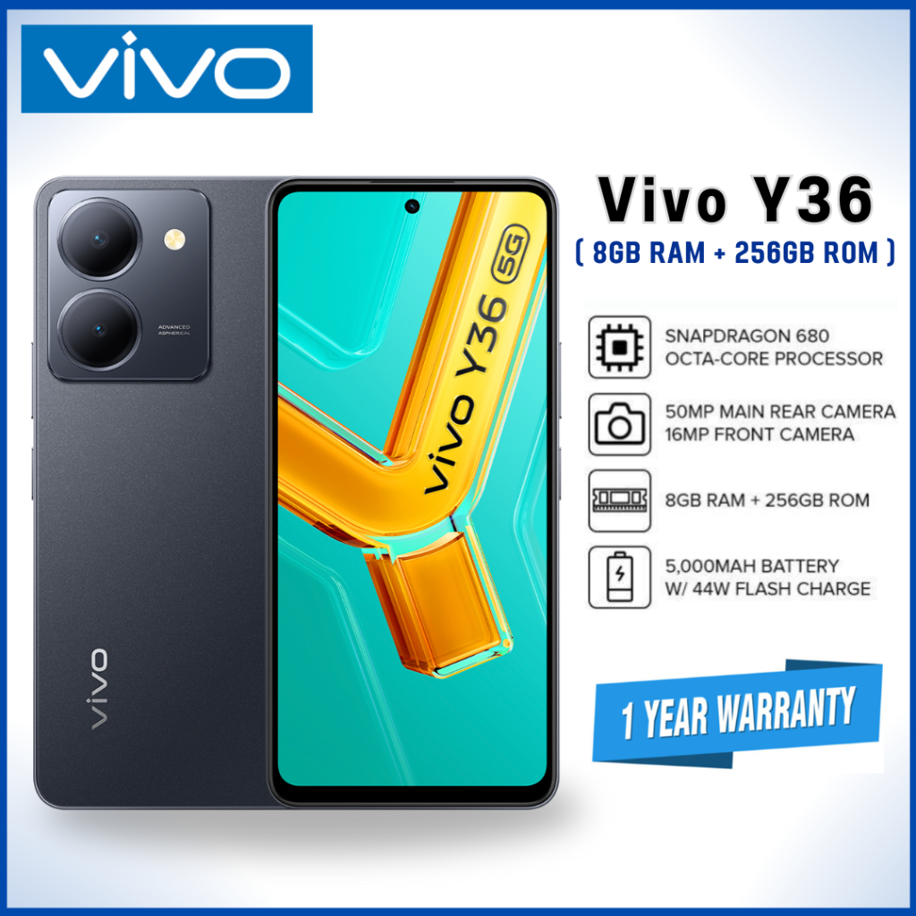 Vivo Y36 (5G) 8GB+256GB Dimensity6020 Octa Core จอLCD ขนาด6.64นิ้วแบต5000