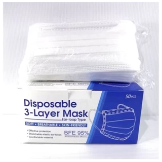 เเมสฟ้า​ Face Mask หน้ากากอนามัย “ 1แพ๊ค/50ชิ้น” หนา 3 ชั้น) สินค้าพร้อมส่งในไทย