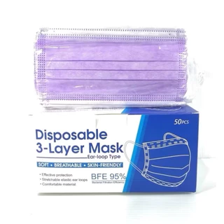 เเมสฟ้า​ Face Mask หน้ากากอนามัย “ 1แพ๊ค/50ชิ้น” หนา 3 ชั้น) สินค้าพร้อมส่งในไทย