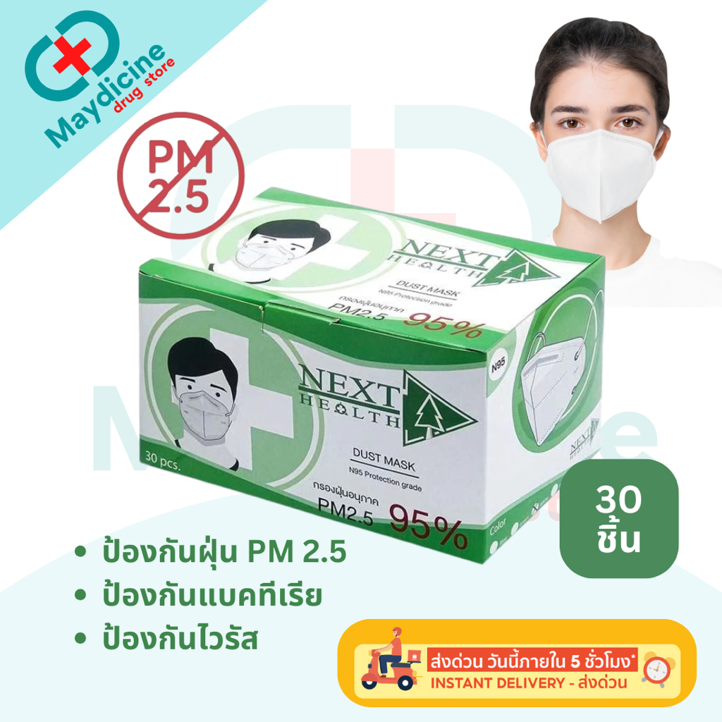 หน้ากากอนามัย N95 4 ชั้น ป้องกันฝุ่น PM 2.5 97% แมส N95 เกรดทางการแพทย์ TLM NEXT HEALTH Mask กล่องละ