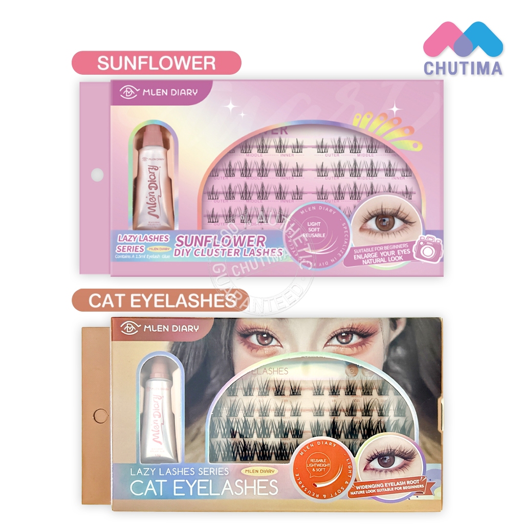 ขนตาปลอม พร้อมกาวติดขนตา เอ็ม เลน ไดอารี่ เลซี่ แลช ซีรีส์ MLEN DIARY Lazy Lashes Series & Eyelashes Special Glue