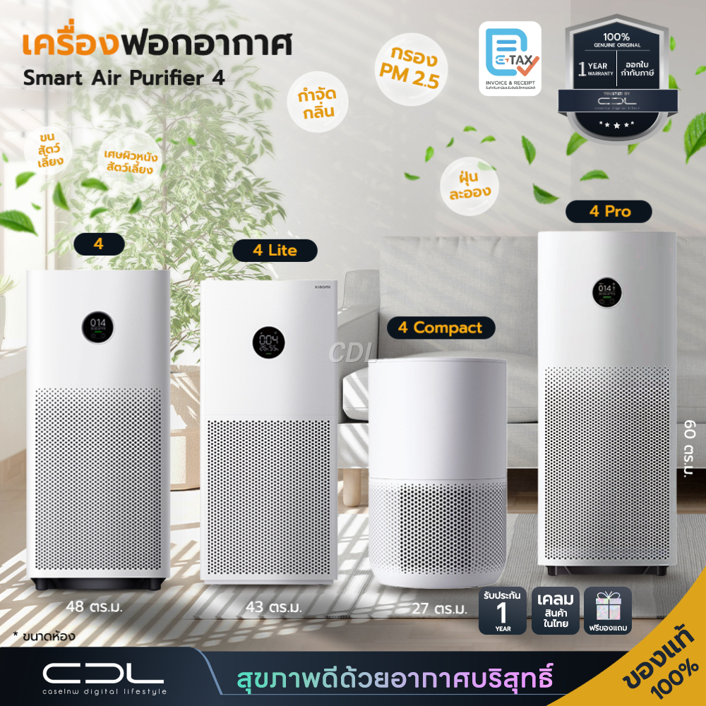 (พร้อมส่ง) เครื่องฟอกอากาศ Xiaomi Smart Air Purifier 6 | 4 Pro | 4 | 4 Lite | 4 Compact | Purifier E