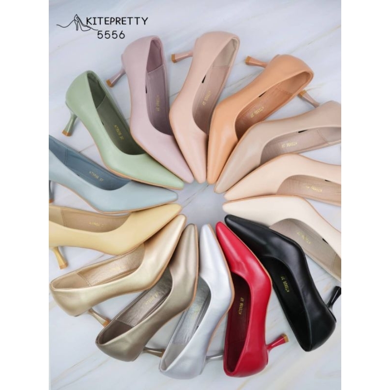 KT5556 kitepretty  คัชชูหัวแหลม หนังนิ่ม ส้น2.5นิ้ว