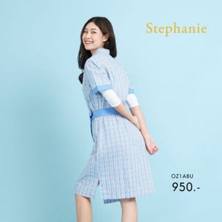 Stephanie  ชุดเดรสเชิ๊ต DressA-Line ทรงเอสีฟ้า OZ1ABU