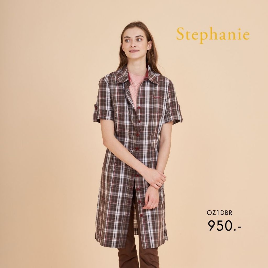 Stephanie ชุดเดรสเชิ๊ต DressA-Line ทรงเอสีน้ำตาล OZ1DBR — صورة 4