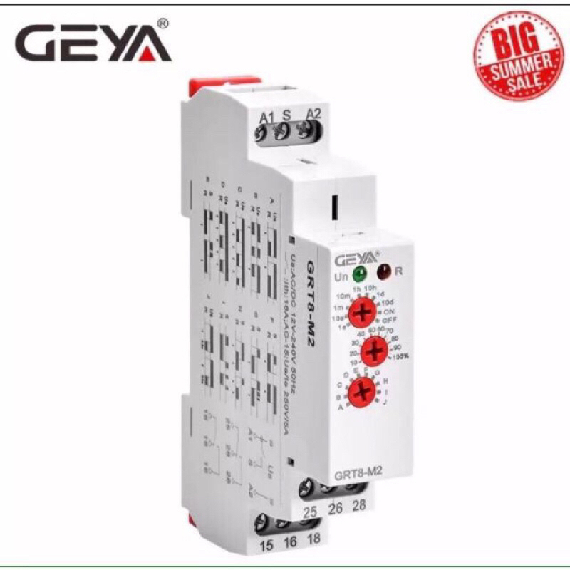 GEYA GRT8-M1 อุปกรณ์ตั้งเวลาการทำงานแชนิดปรับค่าได้หลายรูปแบบ(Multifunction Time Relay) แรงดันไฟ 12-240 Vac/dc u