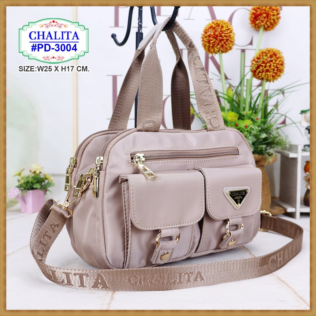 กระเป๋าทรงถือใบเล็ก กระเป๋าสะพาย มีสายยาว รุ่น PD-3004 ยี่ห้อ CHALITA #กระเป๋าถือ #กระเป๋าสะพาย