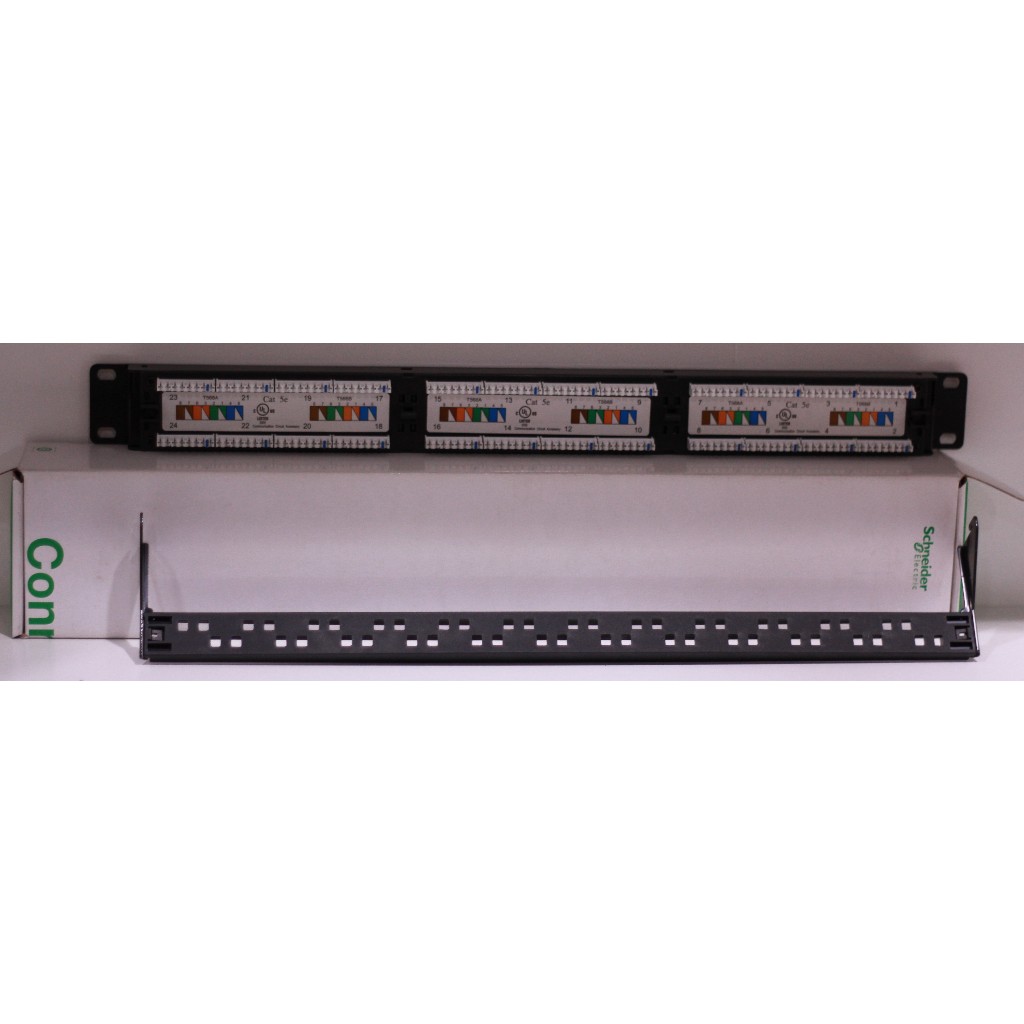 Schneider Patch Panel CAT6 24 Port 568A/B, 1U Black