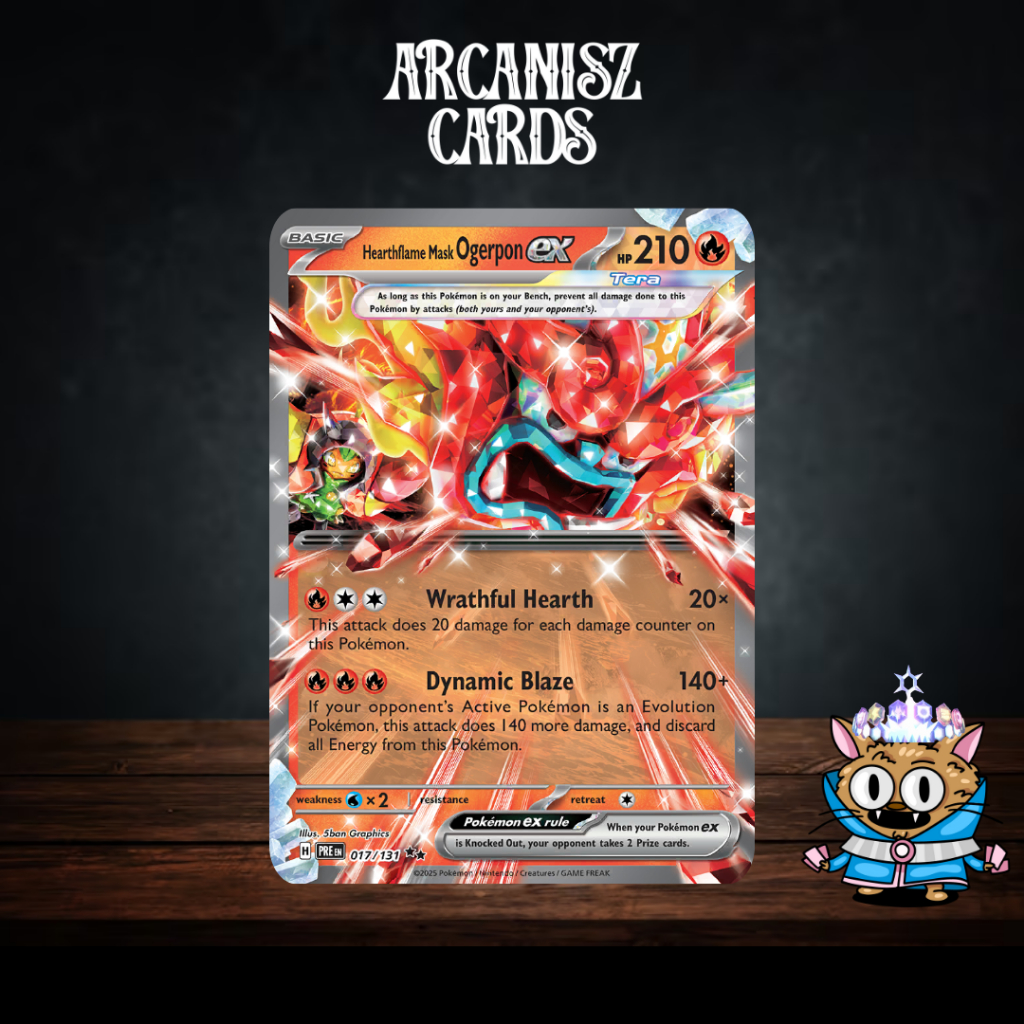 Hearthflame Mask Ogerpon ex Pokemon Prismatic Evolutions 017/131 การ์ดโปเกม่อนภาษาอังกฤษ