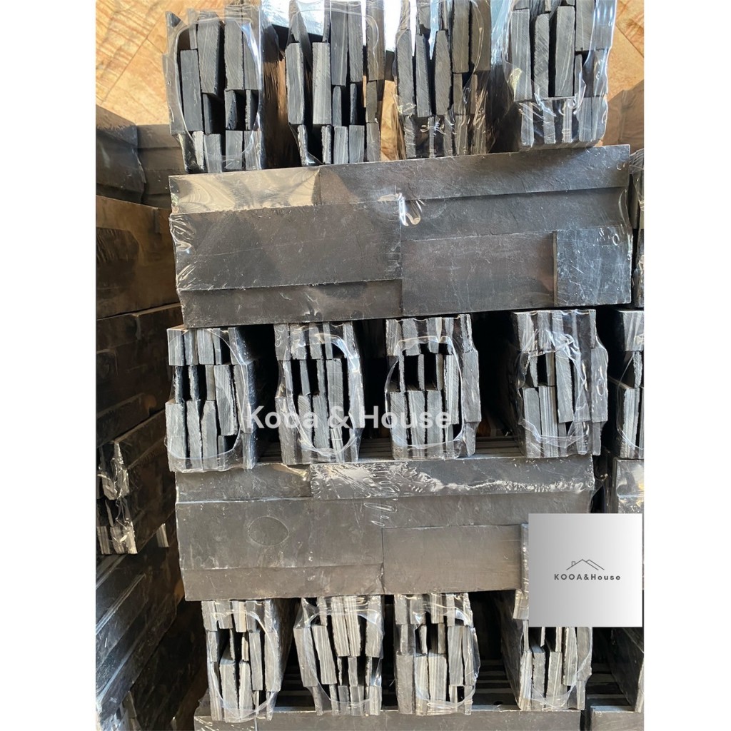 หินกาบจิ๊กซอว์ ธรรมชาติ สีดำ ลาย 7 ชิ้น ติดผนัง ปูเสา ขนาด 10x30 cm. - รูปที่ 3