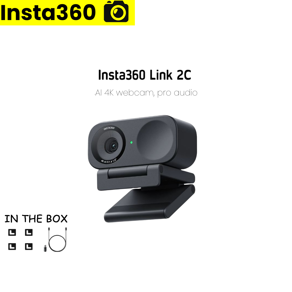 【New Arrival】Insta360 Link 2 C 4K เว็บแคมสำหรับ PC 1/2 "Sensor, Ai Tracking, Ai Noise-canceling MIC