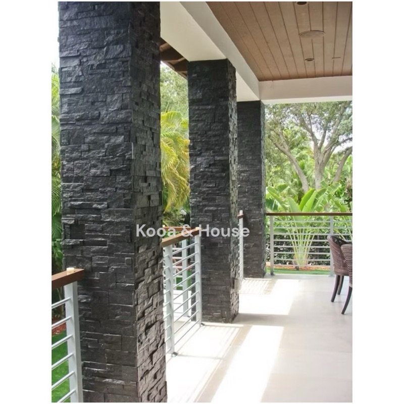 หินกาบจิ๊กซอว์ ธรรมชาติ สีดำ ลาย 7 ชิ้น ติดผนัง ปูเสา ขนาด 10x30 cm. - รูปที่ 7