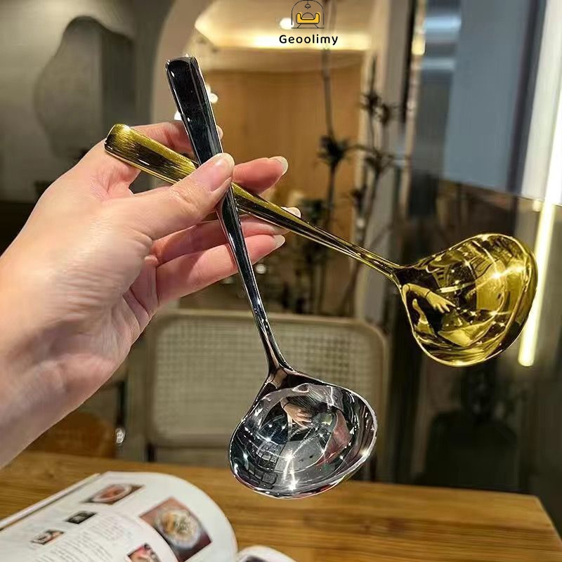 ช้อนสเตนเลส หนา สร้างสรรค์ ด้ามยาว โรงแรม หม้อไฟ ช้อนซุป ทัพพี บ้าน ครัว เครื่องมือสําคัญ ✨Geoo