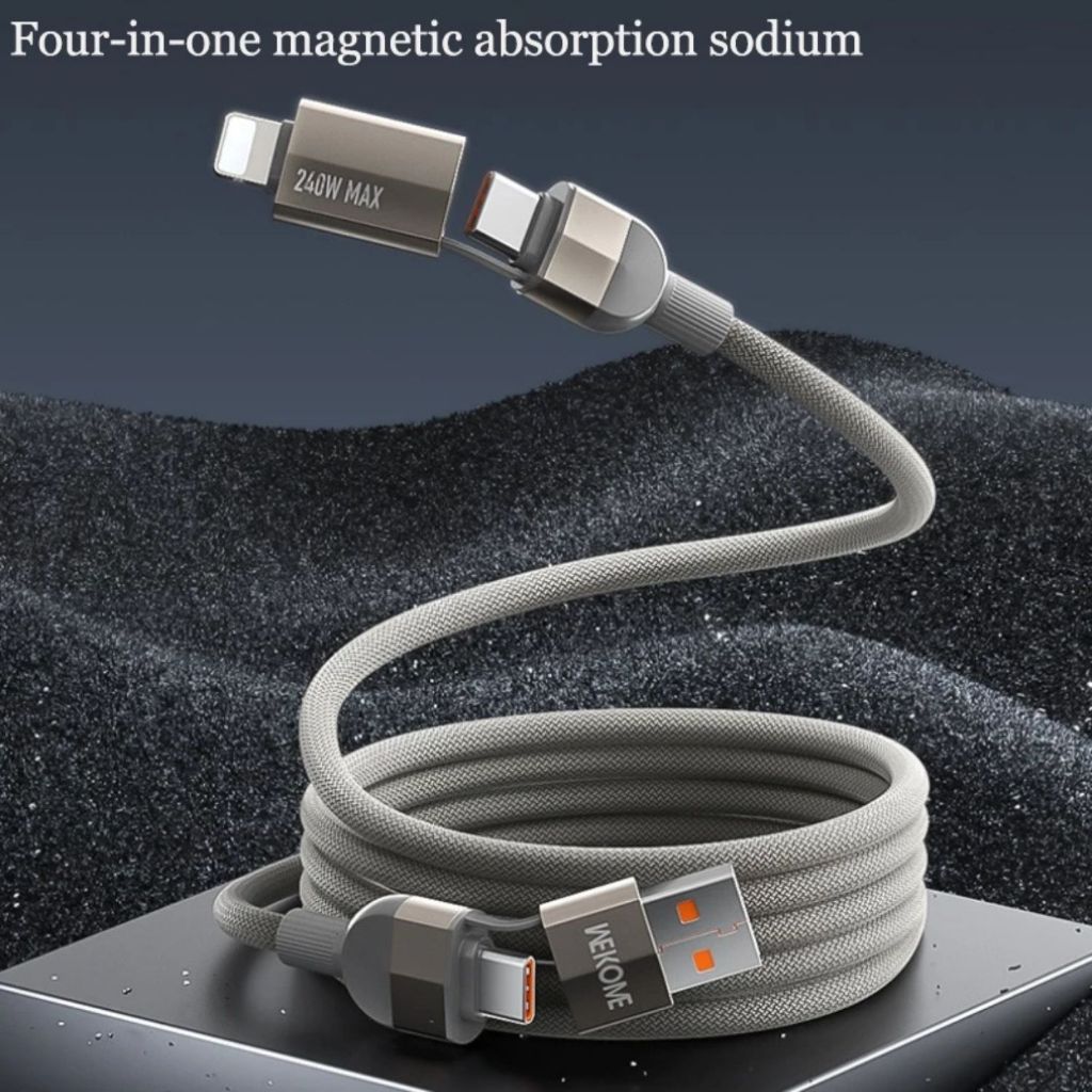 สายชาร์จ WDC-48 4in1 240W PD Cable Type C/USB A ถึง L/C Fast Charging เข้ากันได้กับ iPhone/Androi - รูปที่ 5