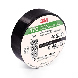 (10ม้วน) 3M No.170 เทปพันสายไฟ ม้วนเล็ก 10เมตร (รุ่นใหม่แทน 1710) กว้าง 19 มม. หนา 0.18mm