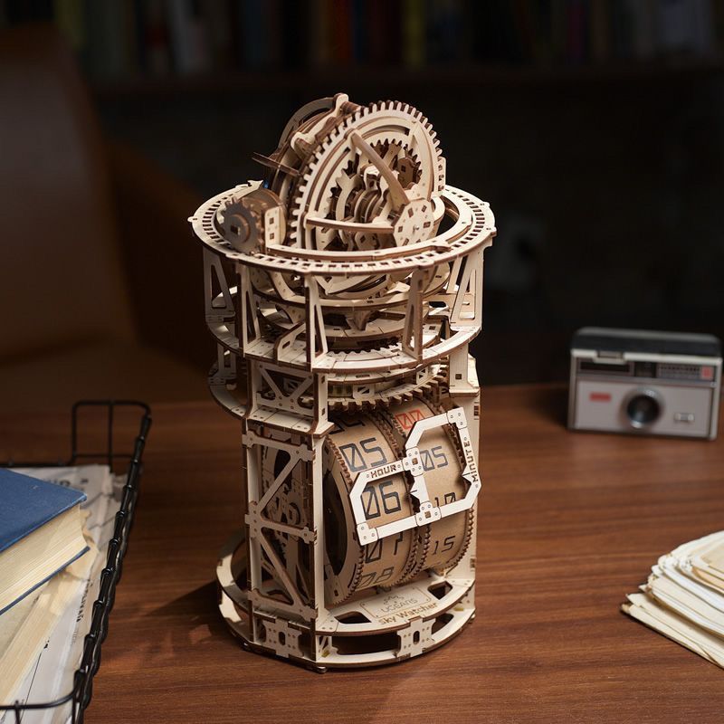 นาฬิกาแขวนผนัง UGEARS ของยูเครน ไจโรแมงมุม นาฬิกาลูกตุ้มแบบประกอบไม้ โมเดลกลไกของขวัญสร้างสรรค์