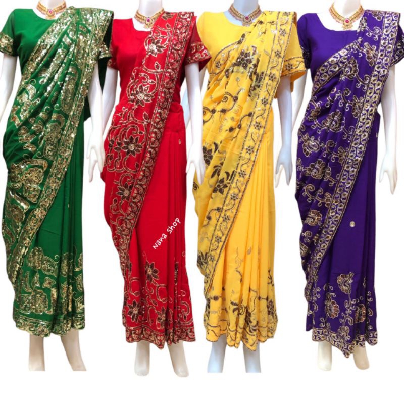 🇮🇳saree 💥ส่าหรีพร้อมใส่ งานปักสวยๆจากอินเดีย ตัดเย็บสำเร็จพร้อมใส่ดีไซร์สำหรับคนไทยอ่านรายละเอียดก่อนสั่งซื้อค่ะ
