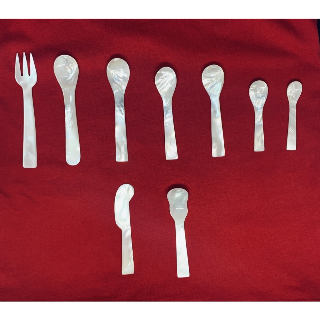 Spoon cavier , Spoon pear ช้อนจากหอยมุกทะเล ช้อนคาเวียร์ ช้อนตักเซรั่ม ครีม ขนาด2.5'' - 4.5''