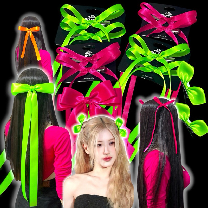 📣งานเข้าใหม่โบว์สีนีออน โบว์ติดผมนีออน สินค้าโบว์งานแฮนด์เมดทำเองรับทำตามออเดอร์นะคะสินค้าถ่ายจากงานจริงค่ะ) พร้