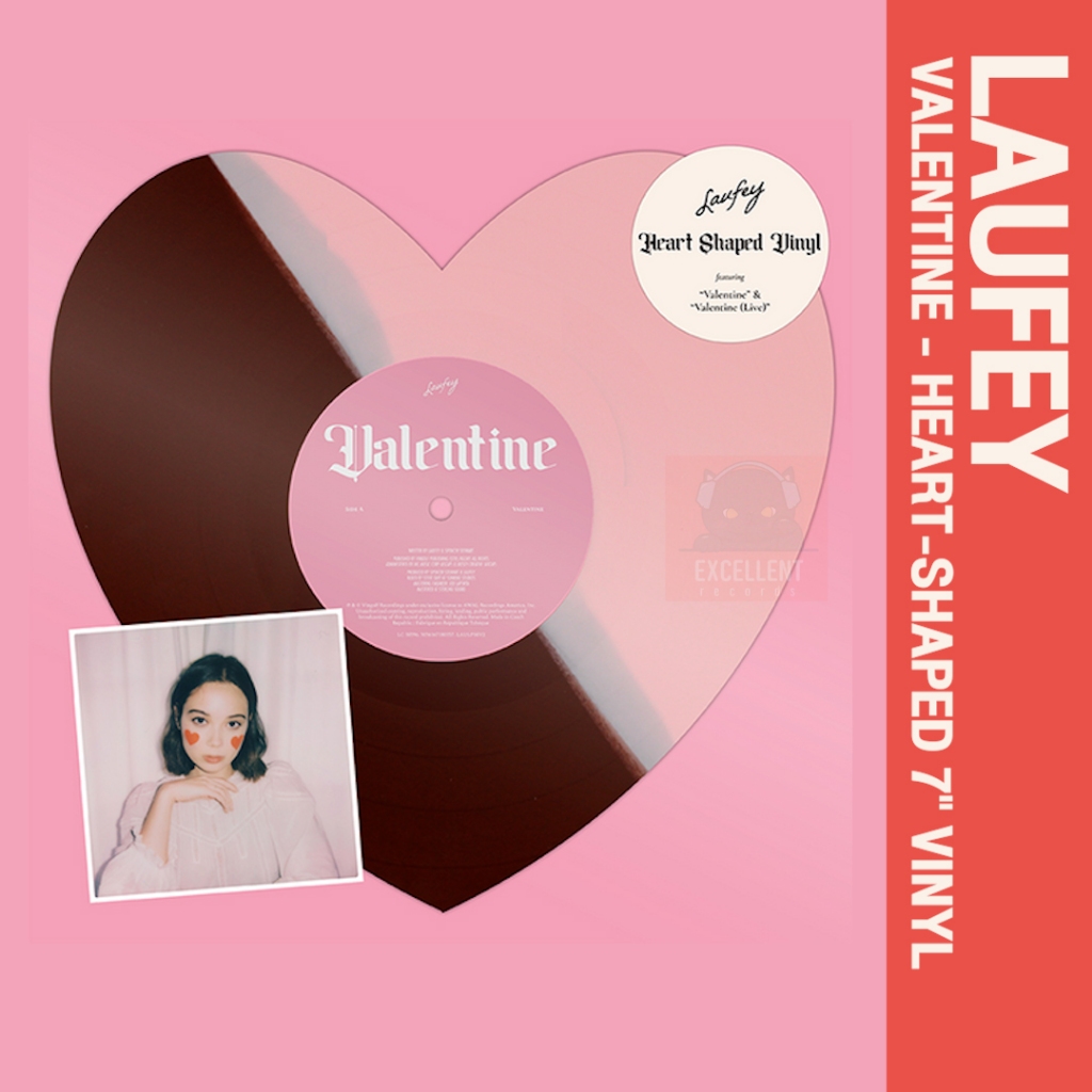 ✈️ PRE-ORDER แผ่นเสียง : LAUFEY - VALENTINE 💖 CHOCOLATE STRAWBERRY HEART-SHAPED 7" VINYL