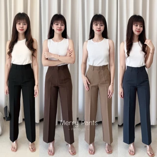 กางเกงรุ่น เมอรี่ (Merry) | กางเกงกระบอกกลาง เอวสูง ผ้าไอรีส