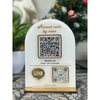 ป้ายสแกนรับเงินคิวอาร์โค้ด ทรงโค้ง ตกแต่งด้วยมิลเลอร์สีทอง(ทักแชทส่งข้อมูลก่อนสั่ง)