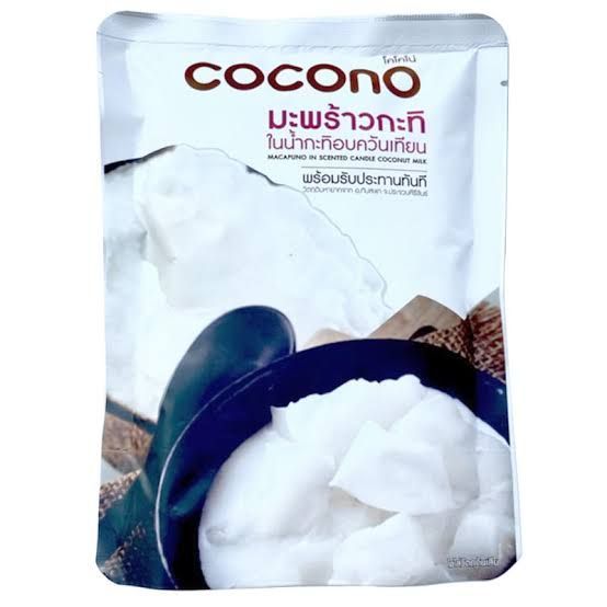 Cocono มะพร้าวกะทิในน้ำกะทิอบควันเทียน ฉีกซองพร้อมรับประทานทันที