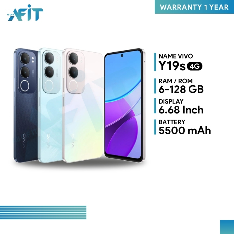 Vivo Y19s (4/64GB)(4/128GB)(6/128GB) จอ 6.68 นิ้ว แบตเตอรี่ 5500mAh รองรับฟาสชาร์จ 15W ประกันศูนย์