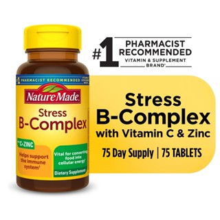 [3in1] วิตามินบีรวม ลดเครียด Nature Made Stress B-Complex +C…