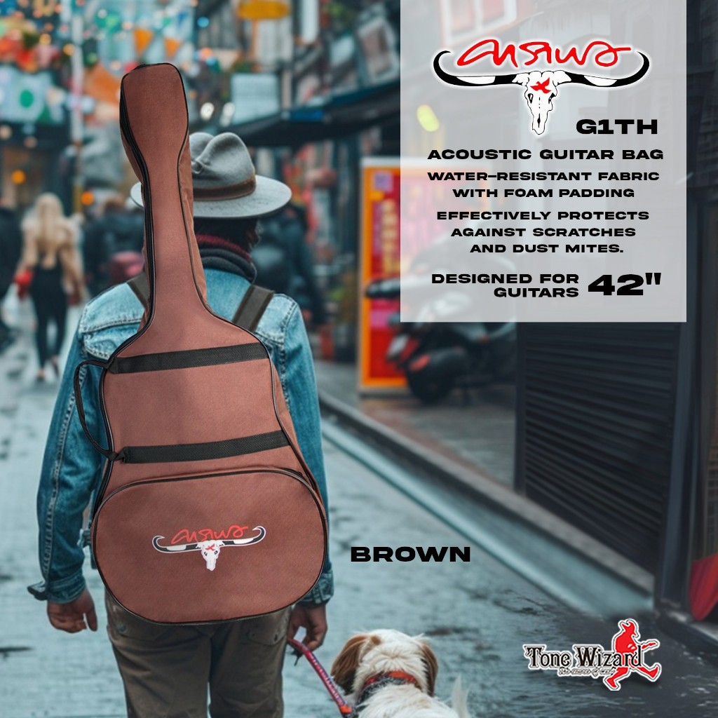 CARABAO คาราบาว กระเป๋ากีตาร์โปร่งผ้าบุ  AcGT BagDL G1DT 43"BR (580)