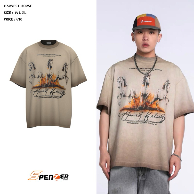 [พร้อมส่ง] Spenzer.street | [พร้อมส่ง] Spenzer.street |  Harvest Horse🖤โอเวอร์ไซส์ เสื้อผ้าสตรีท เนื