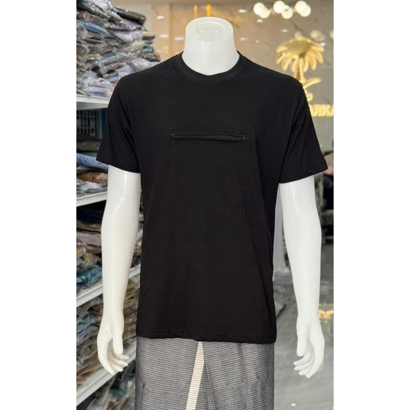 เสื้อยืดผ้าคอตตอน ผ้านิ่ม มีซิป ราคา ถูกที่สุด ดีลบีเคเค แกลเลอรีภาพที่ 3