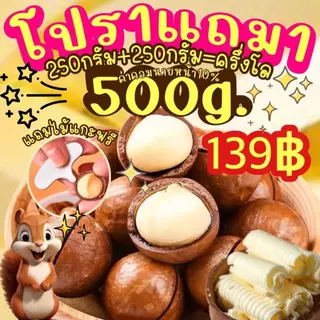 1แถม1 ถุงละ250g. แมคคาเดเมีย เม็ดใหญ่ เปลือกบาง เนื้อเยอะ ตุ๊กกี้ตัวแสบ