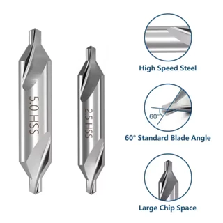 ดอกนำศูนย์ HSS 60องศา สีเงิน CENTER DRILL HSS ขนาด 1mm - 6mm