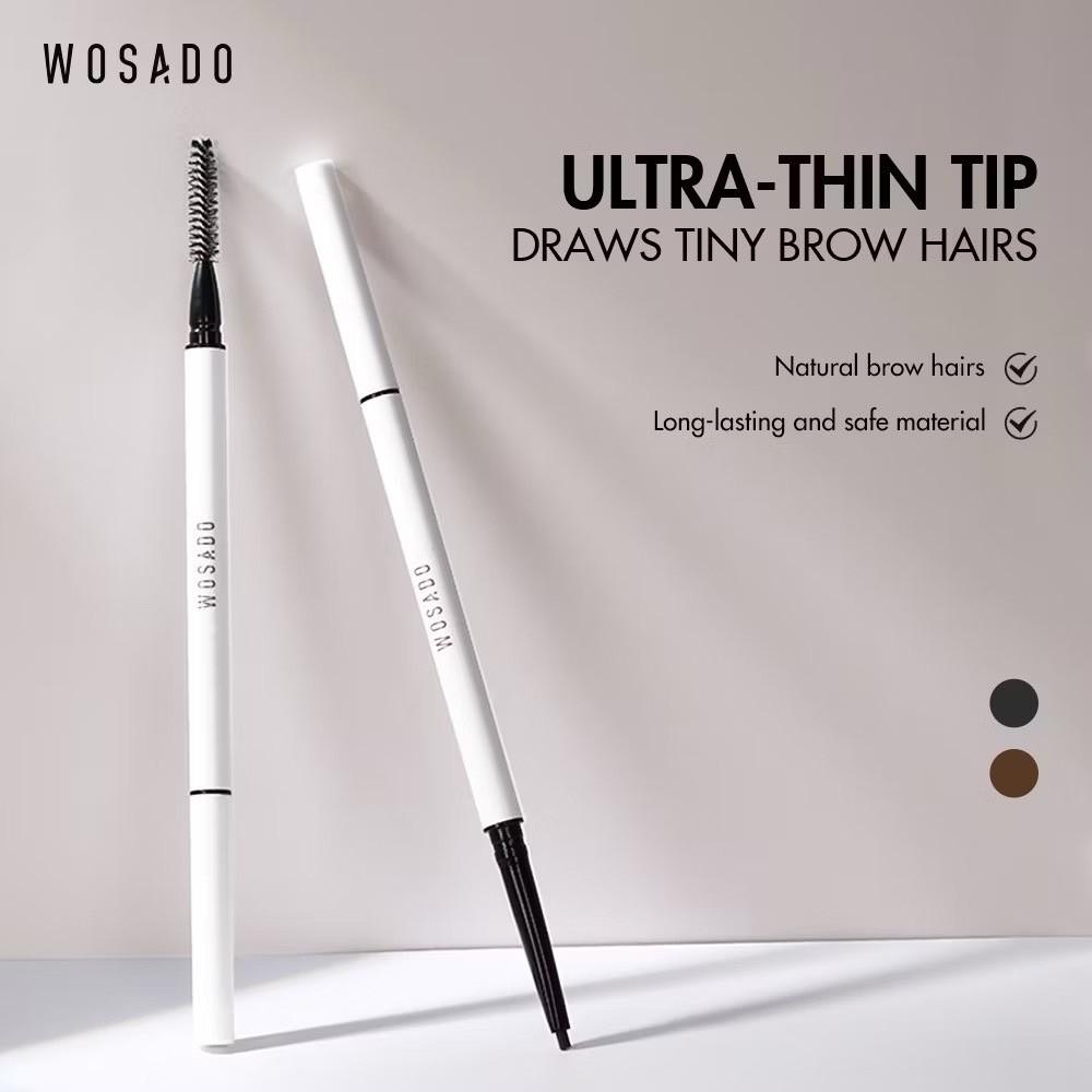 พร้อมส่ง Wosado 2 in 1  ปากกาเขียนคิ้ว สองหัว ติดทนนาน 3D กันน้ำ กันเหงื่อ กันน้ำมัน คิ้วคมชัด