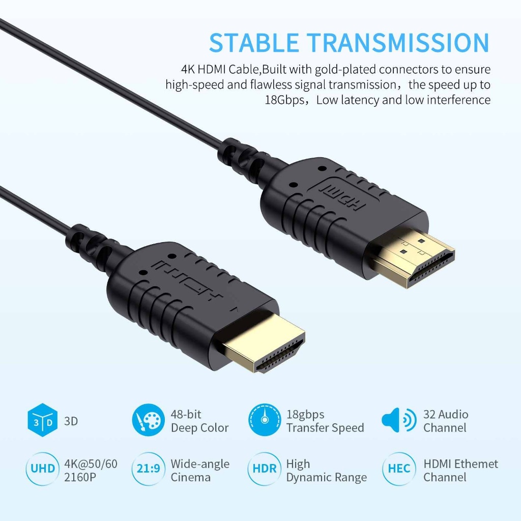 Feelworld HDMI to HDMI [4K@60Hz 2160p] สายอ่อน 2.5mm ยาว 100cm