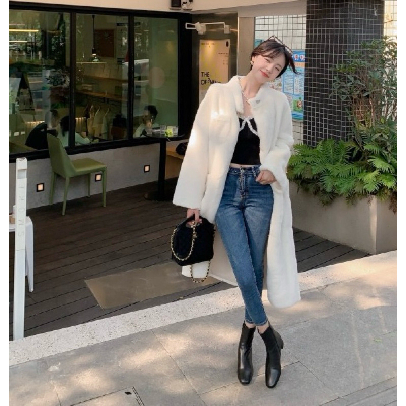 Chole G : Heka Soft Fur Short Boots รองเท้าบูทหนังส้นสูง หนังpremium บุขนหนา  กันหนาว 0องศา ส้นสูง5cm (SH0186)