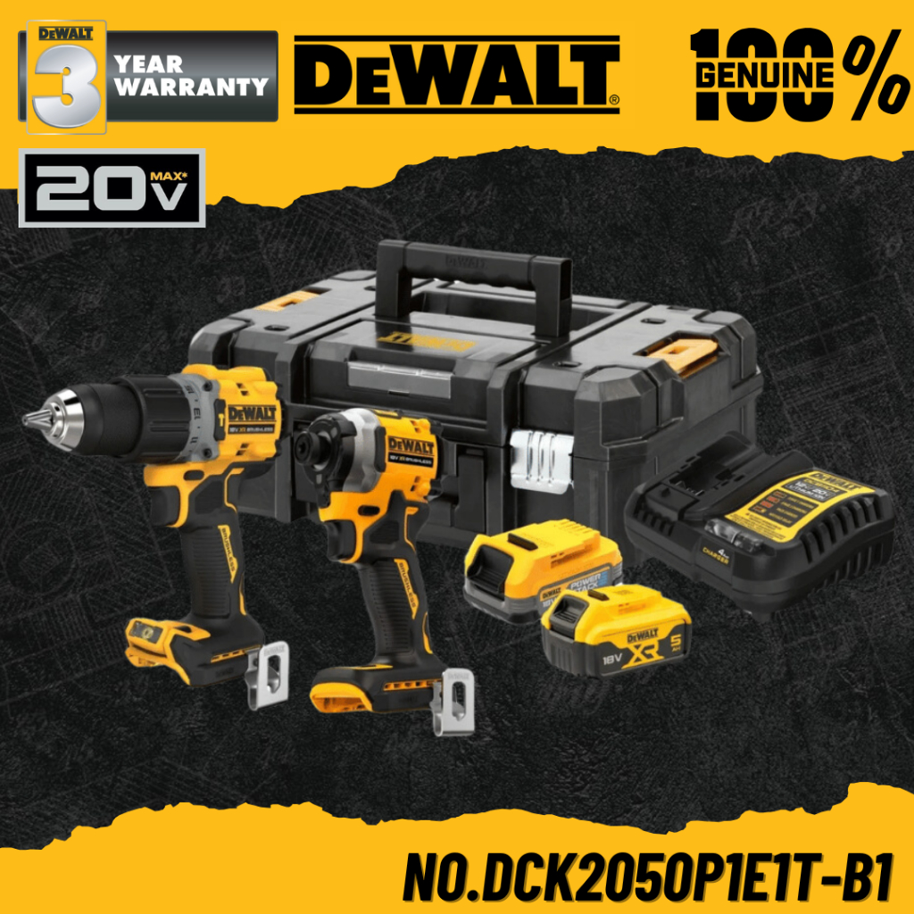 DEWALT ชุดสว่านกระแทกและไขควงกระแทก BL MOTOR 20V No.DCK2050P1E1T-B1