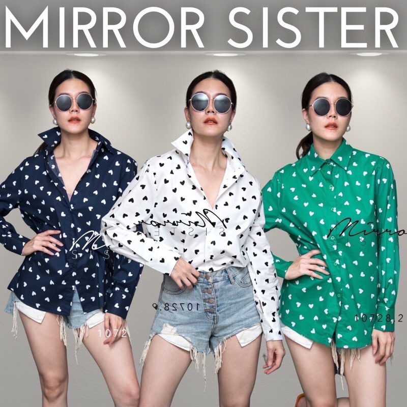 ❤️สินค้าขายดี❤️ ••MiRRoRSiSTER’s MiNi HeART SHiRT•• เสื้อเชิ้ตใส่ใจ❤️ใครใส่จะถูกรัก!! แพทเทรินเชิ้ตลายหัวใจทรงสวย