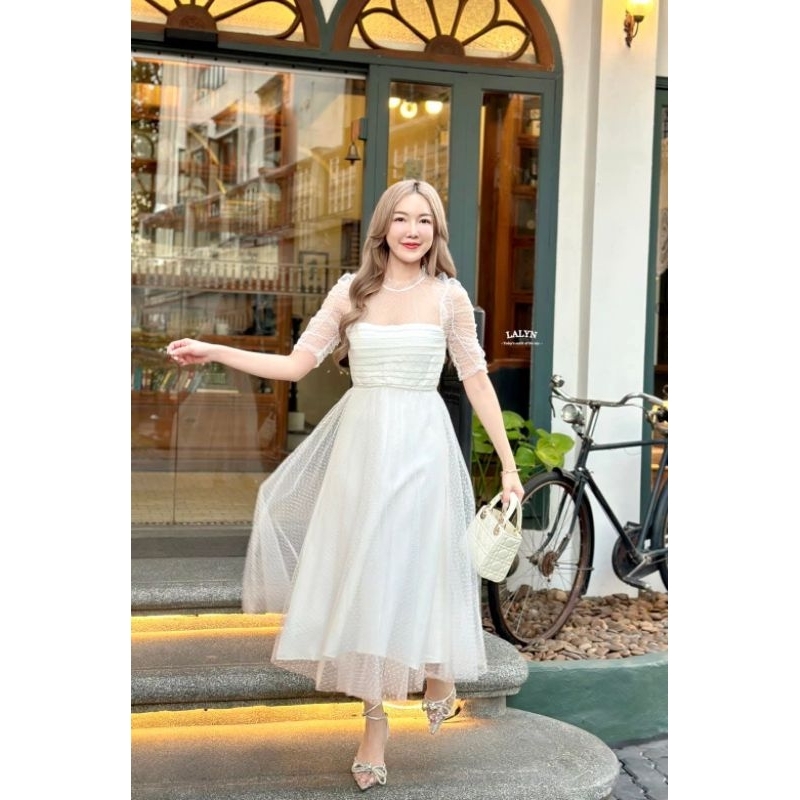#พร้อมส่ง​ 🏷️ไวท์​เพิร์ล​ เดรส​ (D41)​