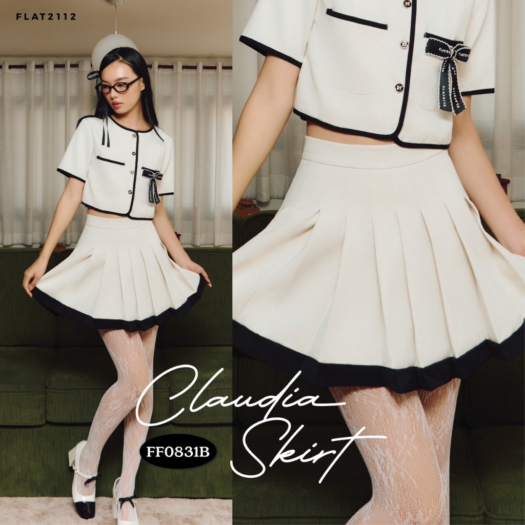FLAT2112 FF0831B : CLAUDIA SKIRT กระโปรงเทนนิส กระโปรงจับจีบ