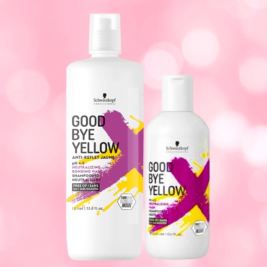 SCHWARZKOPF GOOD BYE YELLOW PH 4.5 300 ML.แชมพูม่วง สูตรใหม่ ลดสีส้ม เหลือง ในเส้นผม ให้สีโทนเทา อยู่นานขึ้น