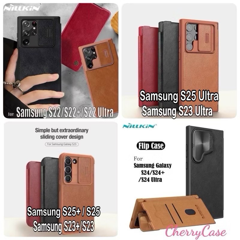 เคสหนังฝาพับ Samsung S25 ultra S25 plus S25 S24 ultra/S23 ultra/s22 ultra/S22 pllus/S22 Nillkin Qin 