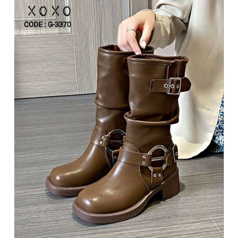 (พร้อมส่ง=ดำ:SZ35,36,37,38),(SZ.อื่นๆพรี=ส่งได้ 28/05/68) -25%(เก็บโค้ด) รองเท้าบูทยาว ติดแกรม.