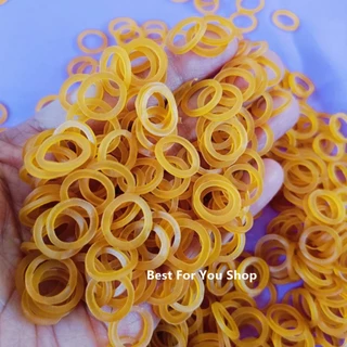 หนังยาง (สีเหลือง) จิ๋ว เส้นเล็ก ขนาด 1 cm (แพ็ค 50 กรัม) สำหรับรัดของที่มีขนาดเล็ก ยางวงเล็ก ทนทานยืดหยุ่น mini rubber
