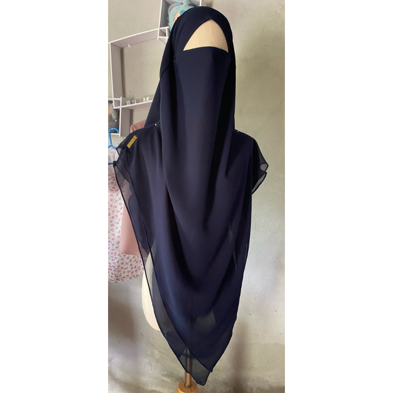 khimar(ผ้าคลุมชีฟองสวมสองชั้นปิดหน้าในตัวทรงฝรั่งเศษอาหรับ)