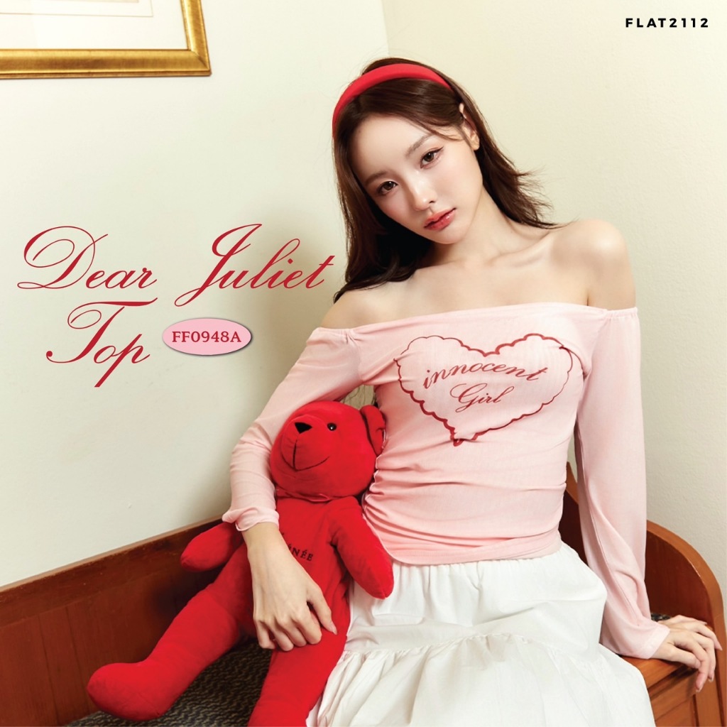 FLAT2112 FF0948A : DEAR JULIET TOP เสื้อปาดไหล่ เสื้อเปิดไหล่ เสื้อปาดไหล่ซีทรู