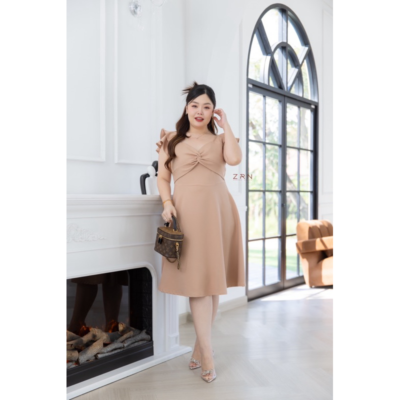Pancake dress เดรสระบายแขน เพิ่มดีเทลไขว้อกเก๋ๆออกงานและใส่ทำงานได้ด้วย สวย น่ารักมากๆ